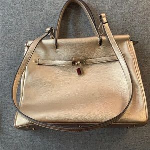 Metallic gold large satchel